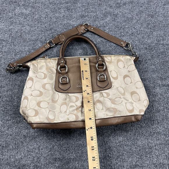 Coach Ashley Signature Satchel Handbag Purse Khaki Brown Colorway Casual Work - Picture 12 of 14